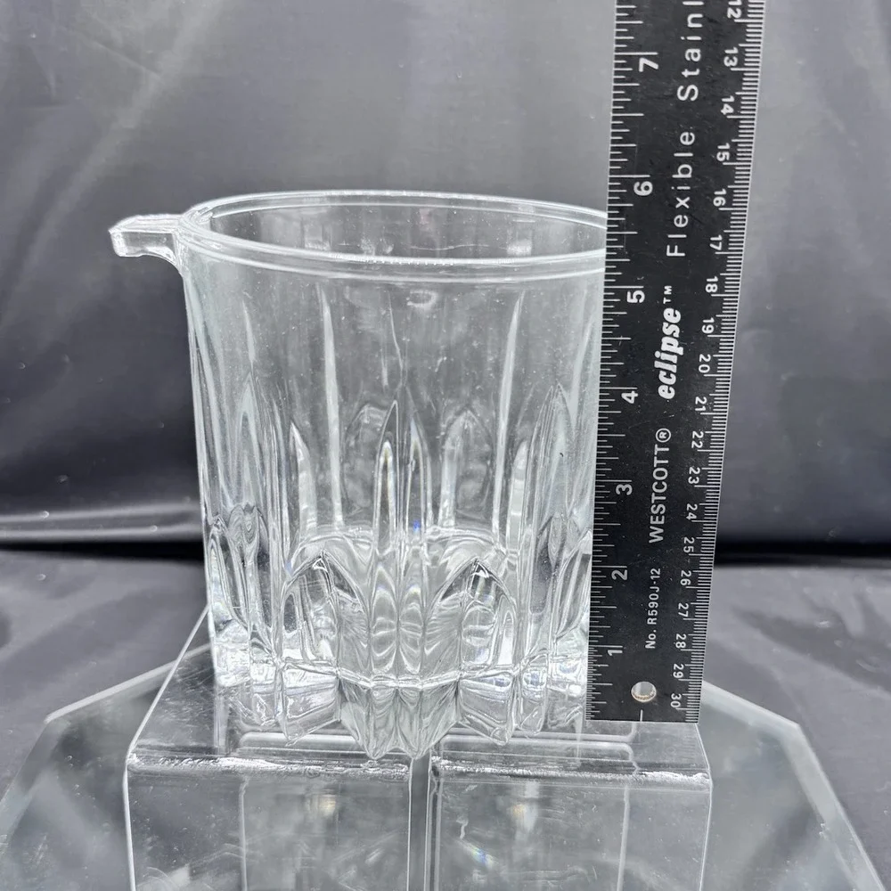 Vintage Italian Clear Cut Crystal Glass Handled‎ Ice Bucket Barware Kitchenware